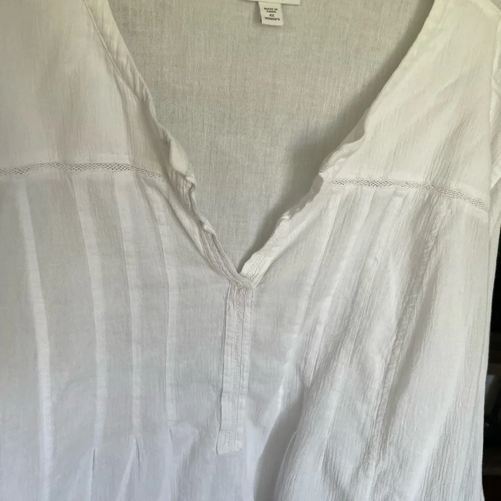 J. Jill White Buttoned  3/4 Sleeve Blouse - Picture 3 of 4